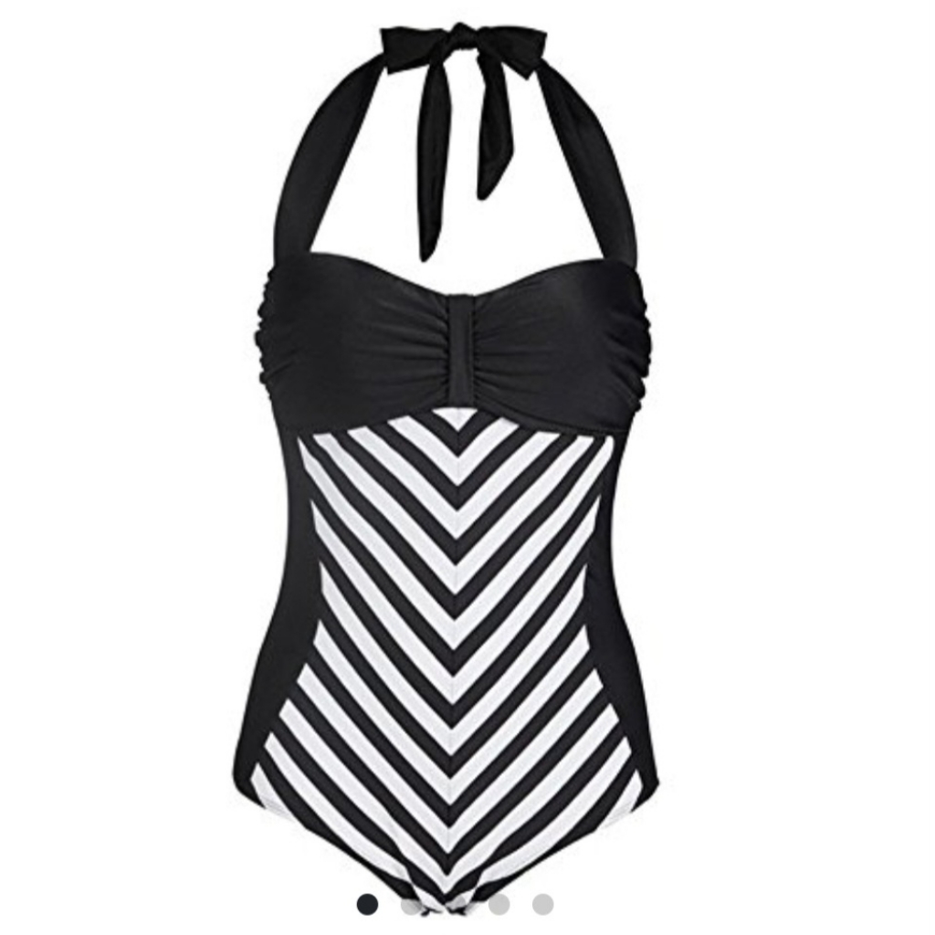 La Plage Slimming Swimwear 3x White & Black Pinup Style